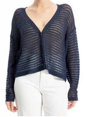 Max Studio Plus 2X Navy Crochet Cardigan, New w/Tags